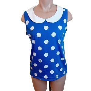 Lulu Guinness x Uniqlo Polka Dot Top Peter Pan Collar Twee Summer Casual XL READ